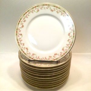 Theodore Haviland Dessert Plate Limoges Geometric & Roses Border Schleiger 346.